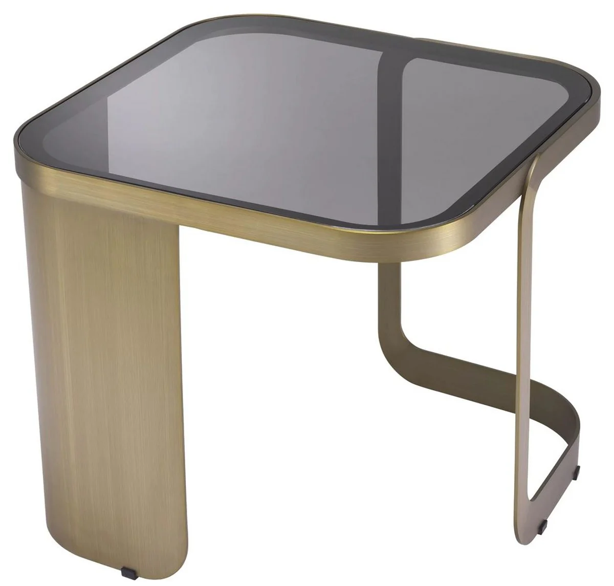 Casa Padrino mesa auxiliar de lujo lat¨®n / gris 49,5 x 49,5 x A. 45 cm - Mesa de acero inoxidable con tapa de vidrio - Muebles de sal¨®n - Colecci¨®n de Lujo