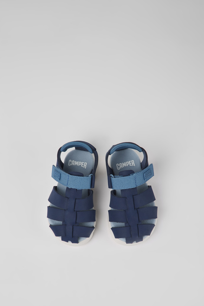 Caterpillar Blue leather and fabric sandals for boys