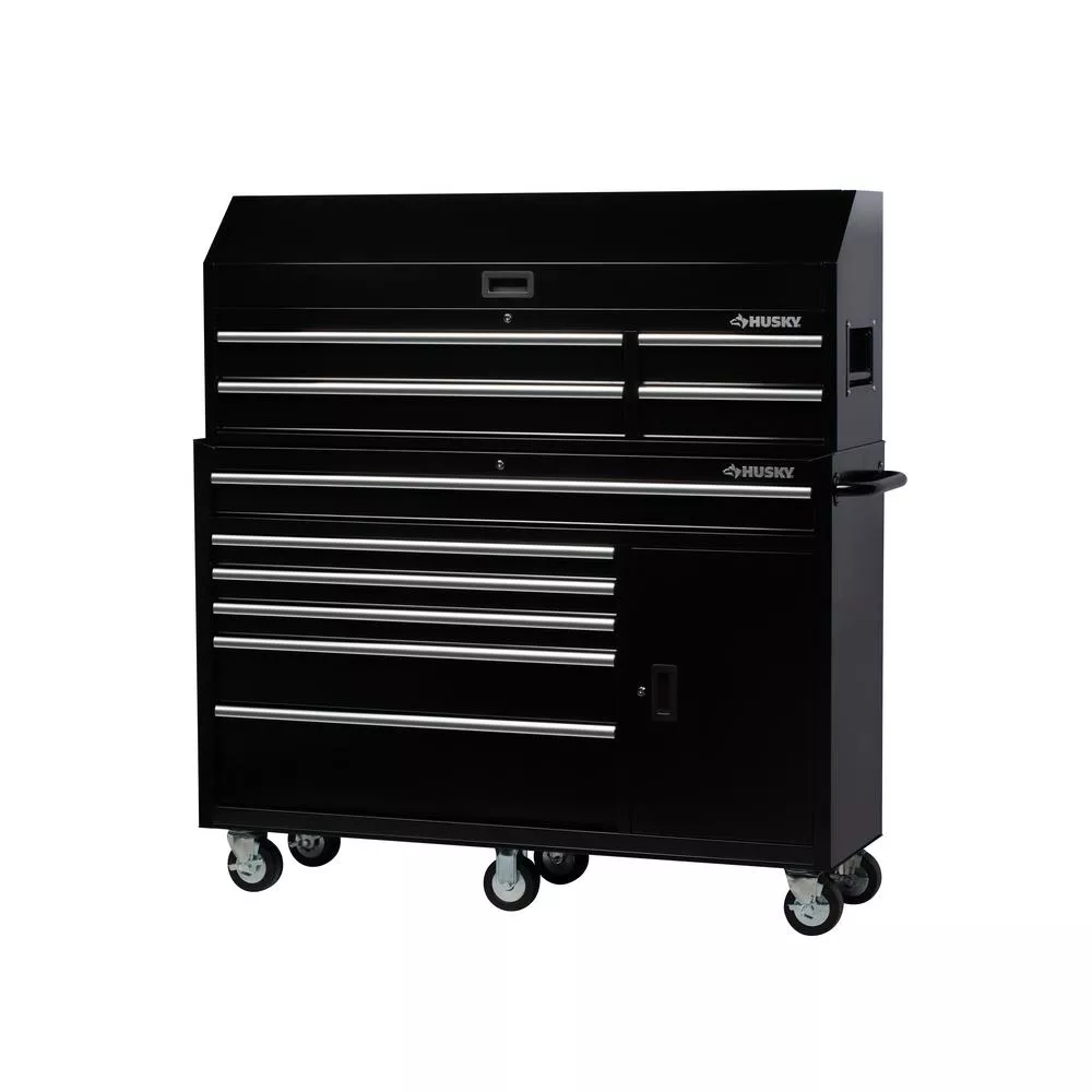 61 IN. W X 15.8 IN. D 4-DRAWER TOOL CHEST WITH POWER STRIP IN BLACK
