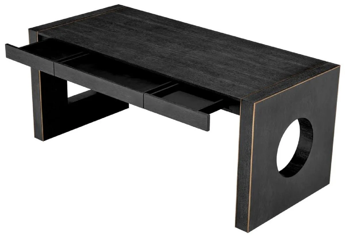 Casa Padrino escritorio de lujo con 3 cajones negro gris / bronce 180,5 x 80 x A. 76 cm - Mesa de oficina - Muebles de oficina - Muebles de lujo - Instalaci¨®n de lujo - Calidad de lujo
