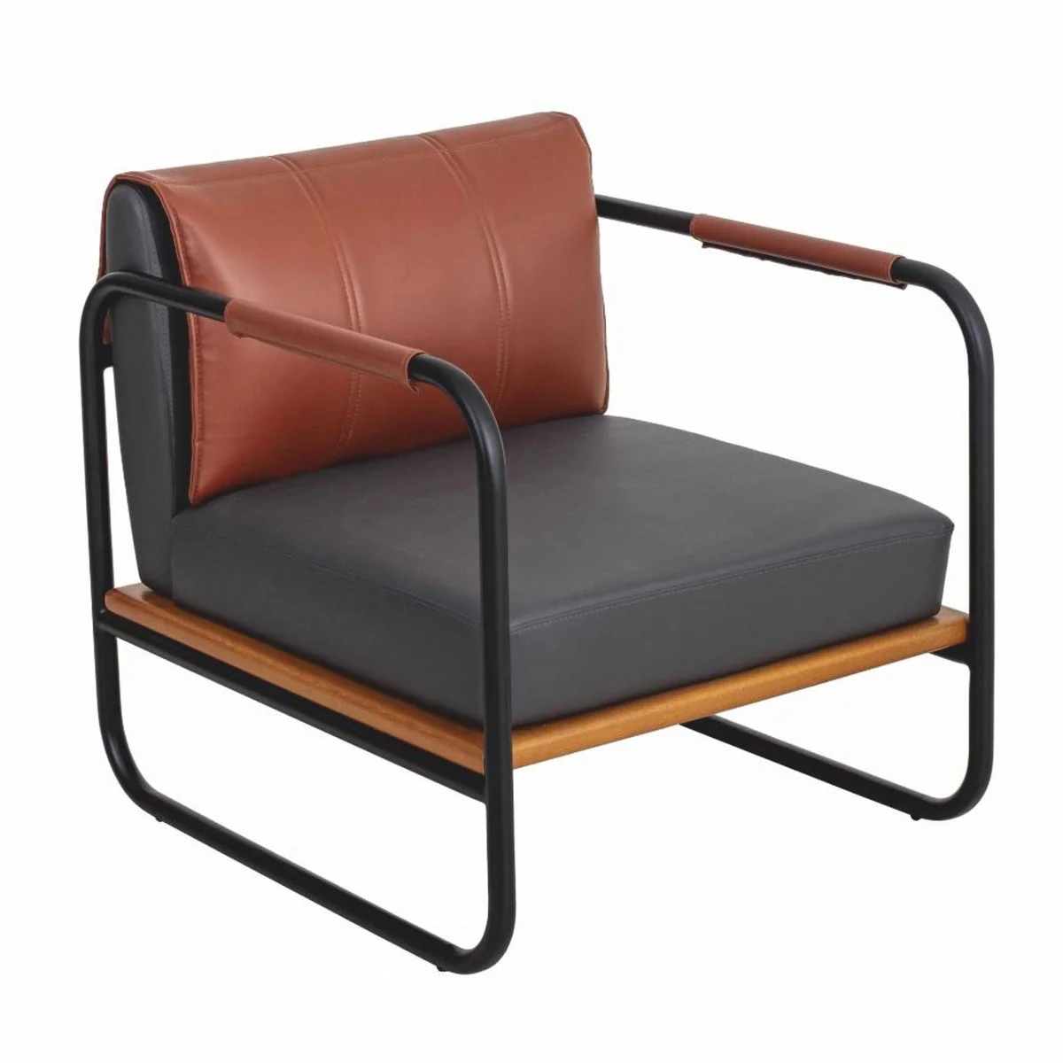 Casa Padrino sill¨®n de lujo de cuero artificial gris / marr¨®n / natural / negro - Muebles de lujo