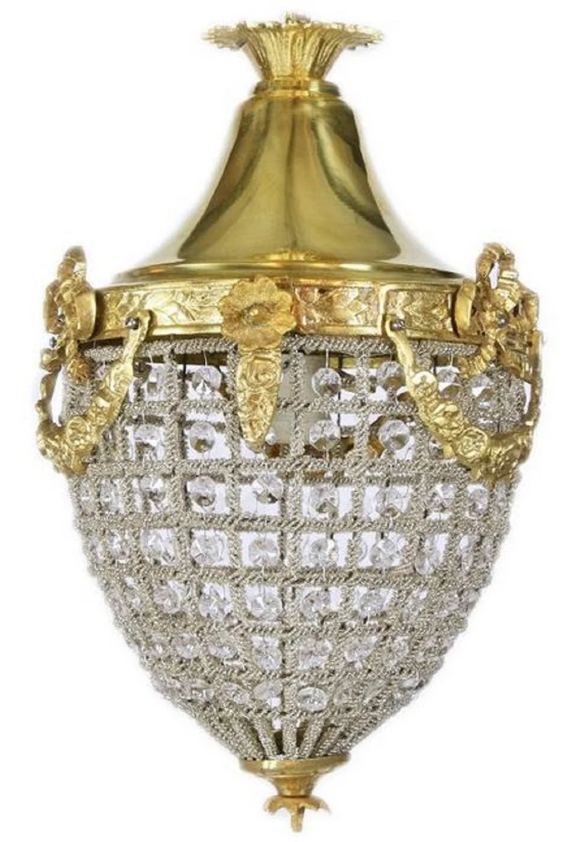 Casa Padrino lámpara colgante de cristal barroco oro Ø 25 x A. 35 cm - Lámpara colgante redonda de estilo barroco - Luces Barrocos - Noble y Magnífico
