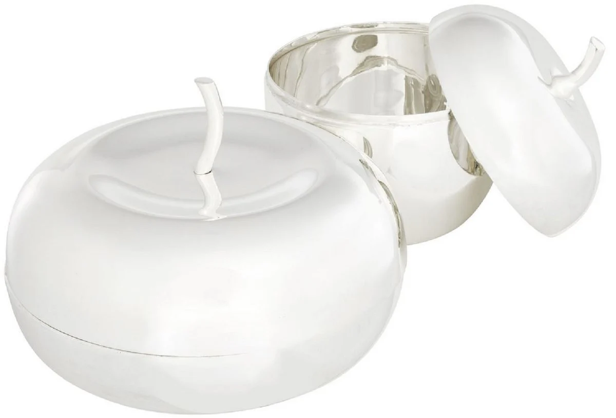 Casa Padrino conjunto de cajas de almacenamiento de lujo con tapa en forma de manzana plata - Accesorios de Decoración de Lujo