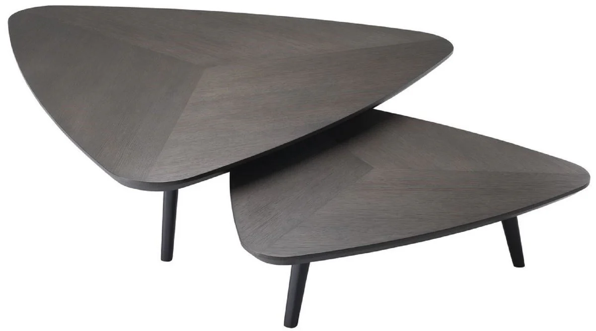 Casa Padrino conjunto de mesa de centro de lujo moca - 2 Mesas de sal¨®n de madera maciza - Muebles de Sala - Calidad de Lujo