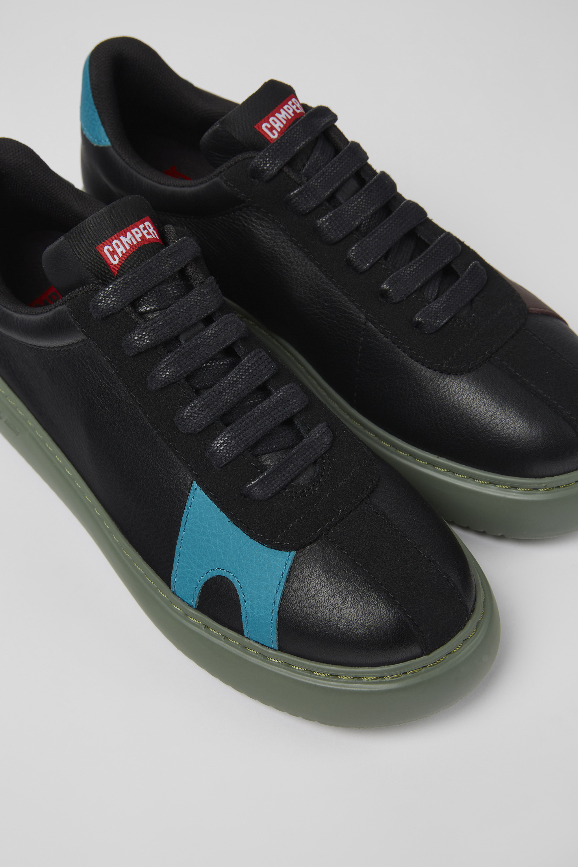 Twins - Black leather and nubuck sneakers for women