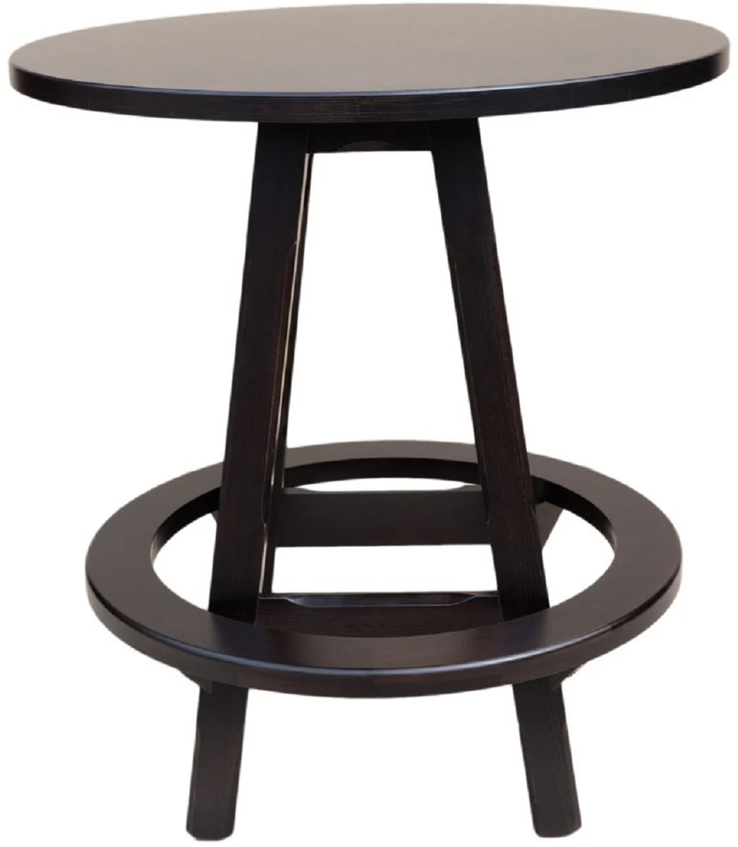 Casa Padrino mesa de bar de lujo con reposapiés marrón oscuro Ø 100 x A. 110 cm - Mesa redonda de madera maciza - Muebles de madera maciza - Mobiliario de bar - Mobiliario de gastronomía