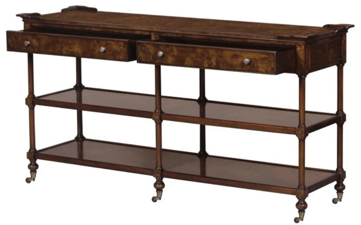 Casa Padrino consola art nouveau de lujo marrón / marrón oscuro 152 x 46 x H. 79 cm - Mesa Consola con 2 Cajones y Rollos