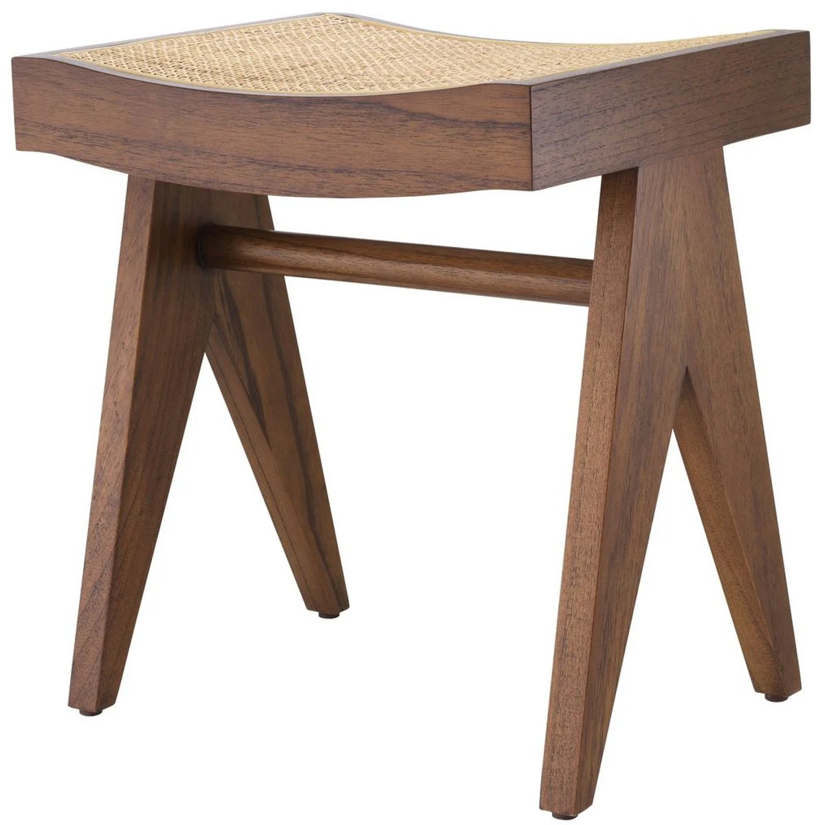 Casa Padrino taburete de lujo marr¨®n / natural 39 x 31,5 x A. 43 cm - Taburete de madera maciza con rat¨¢n tejido a mano - Muebles de Lujo