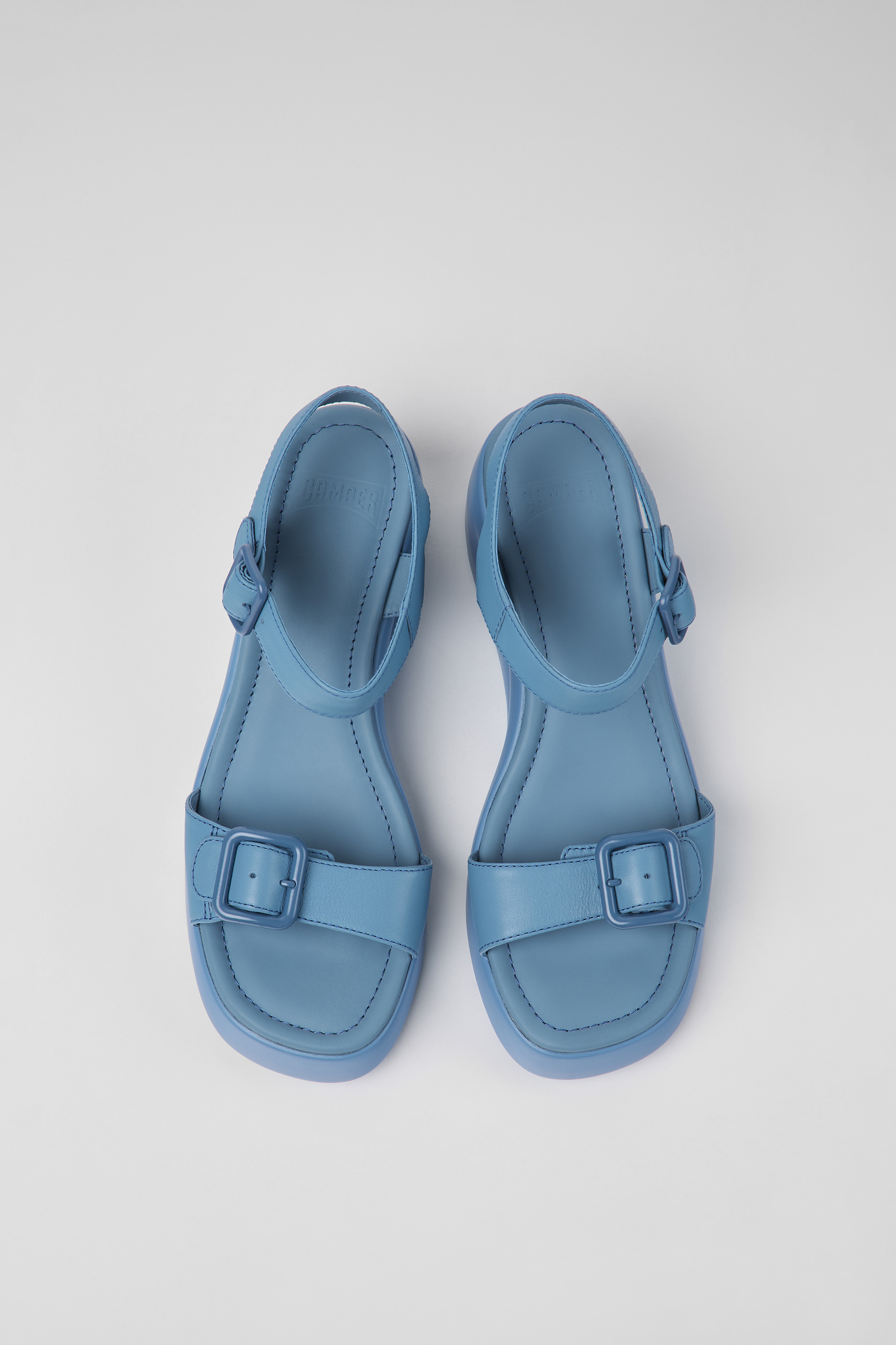 Kaah - Blue leather sandals for women