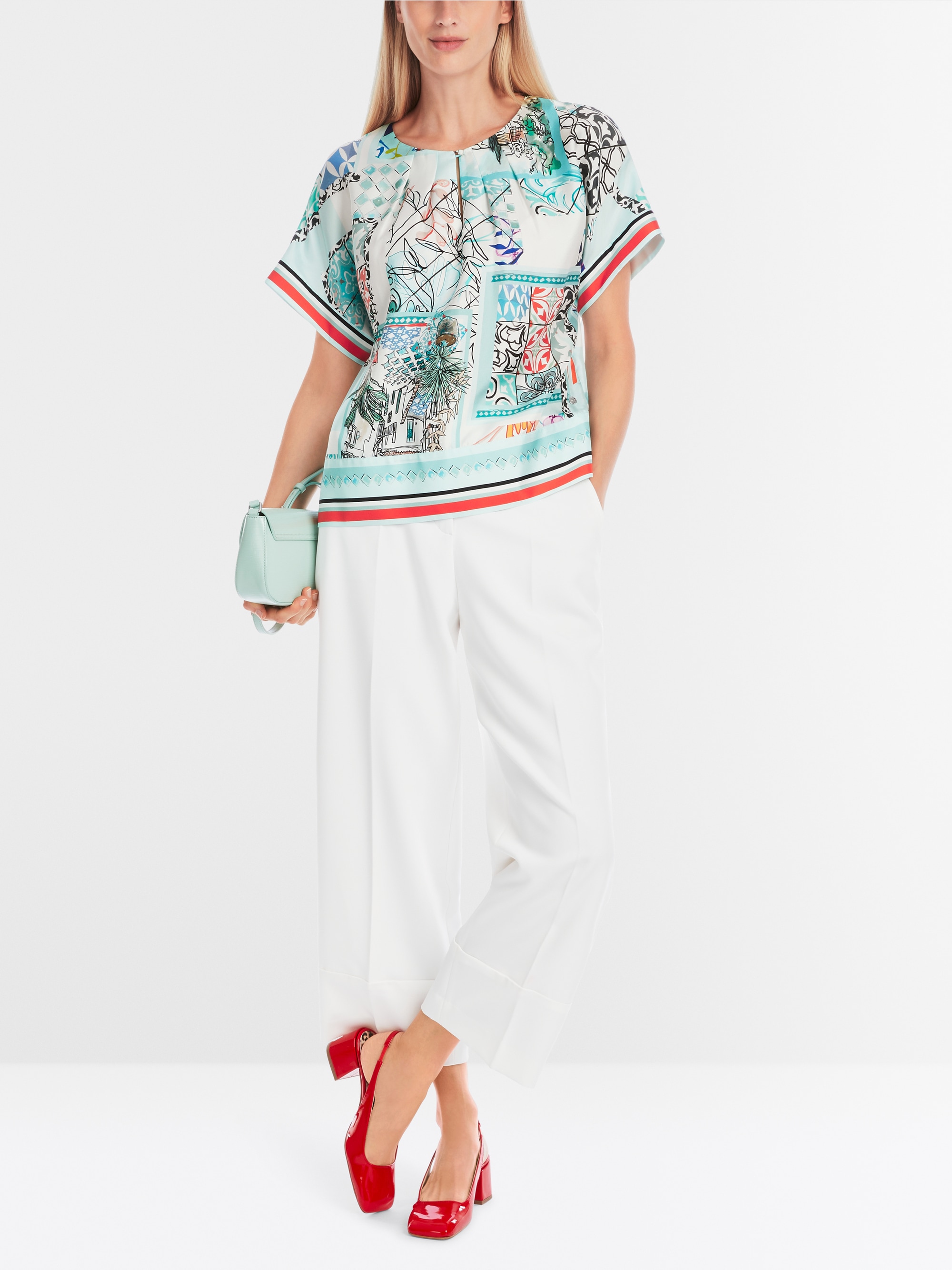 Marc-Cain Silk blouse in kimono shape - with print