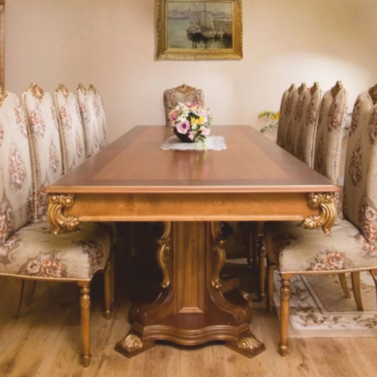 Casa Padrino mesa de comedor barroco de lujo marr¨®n / oro 310 cm - Muebles de comedor barrocos