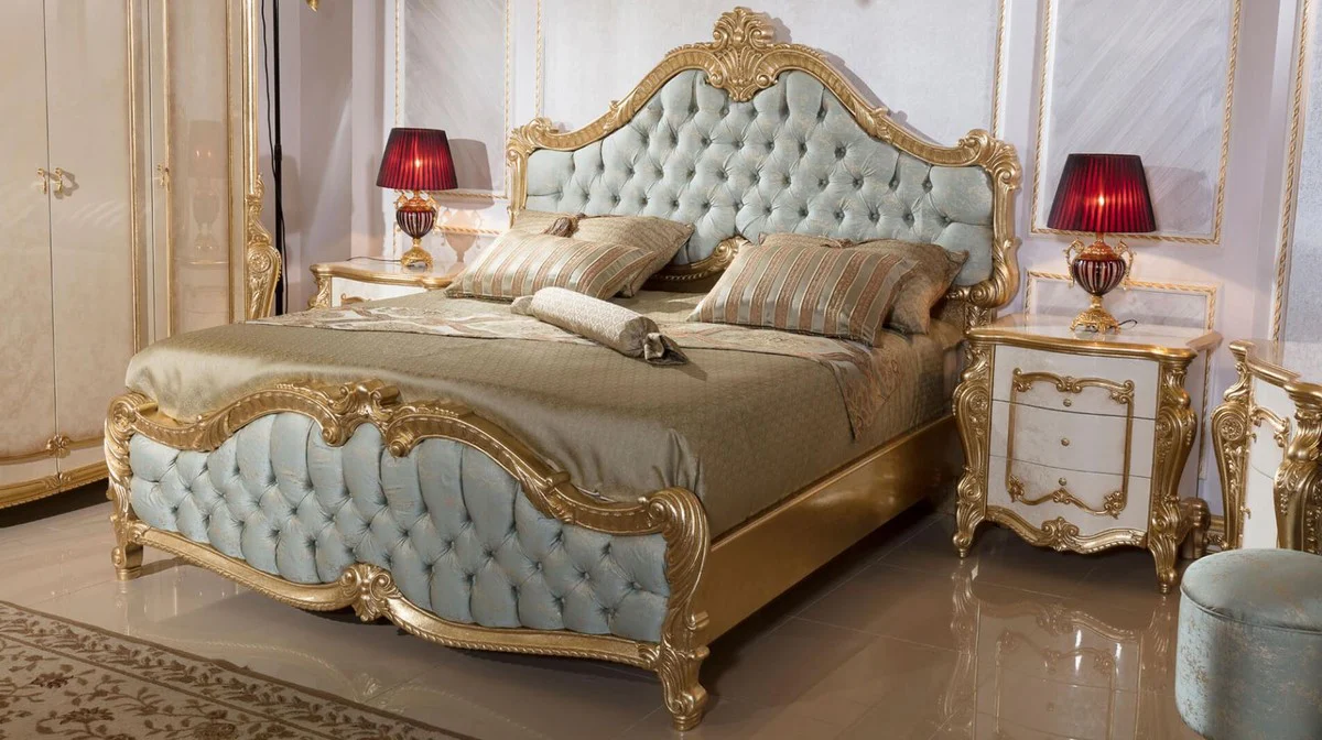 Casa Padrino mesita de noche barroco de lujo blanco / beige / oro 75 cm