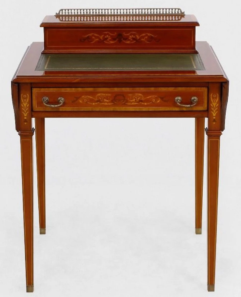 Casa Padrino secreter Art Nouveau de lujo marr¨®n / verde - Escritorio de madera maciza hecho a mano - Mobiliario de Oficina Barroco y Art Nouveau