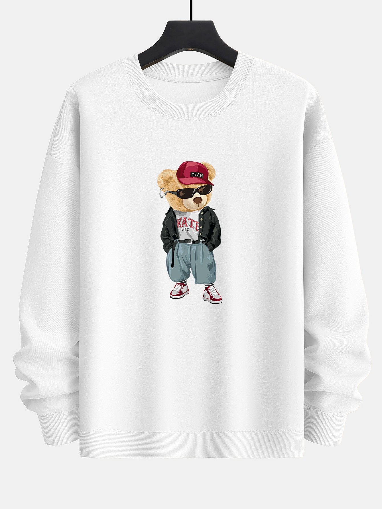 Cool Style Bear Print Relax Fit Sweatshirt