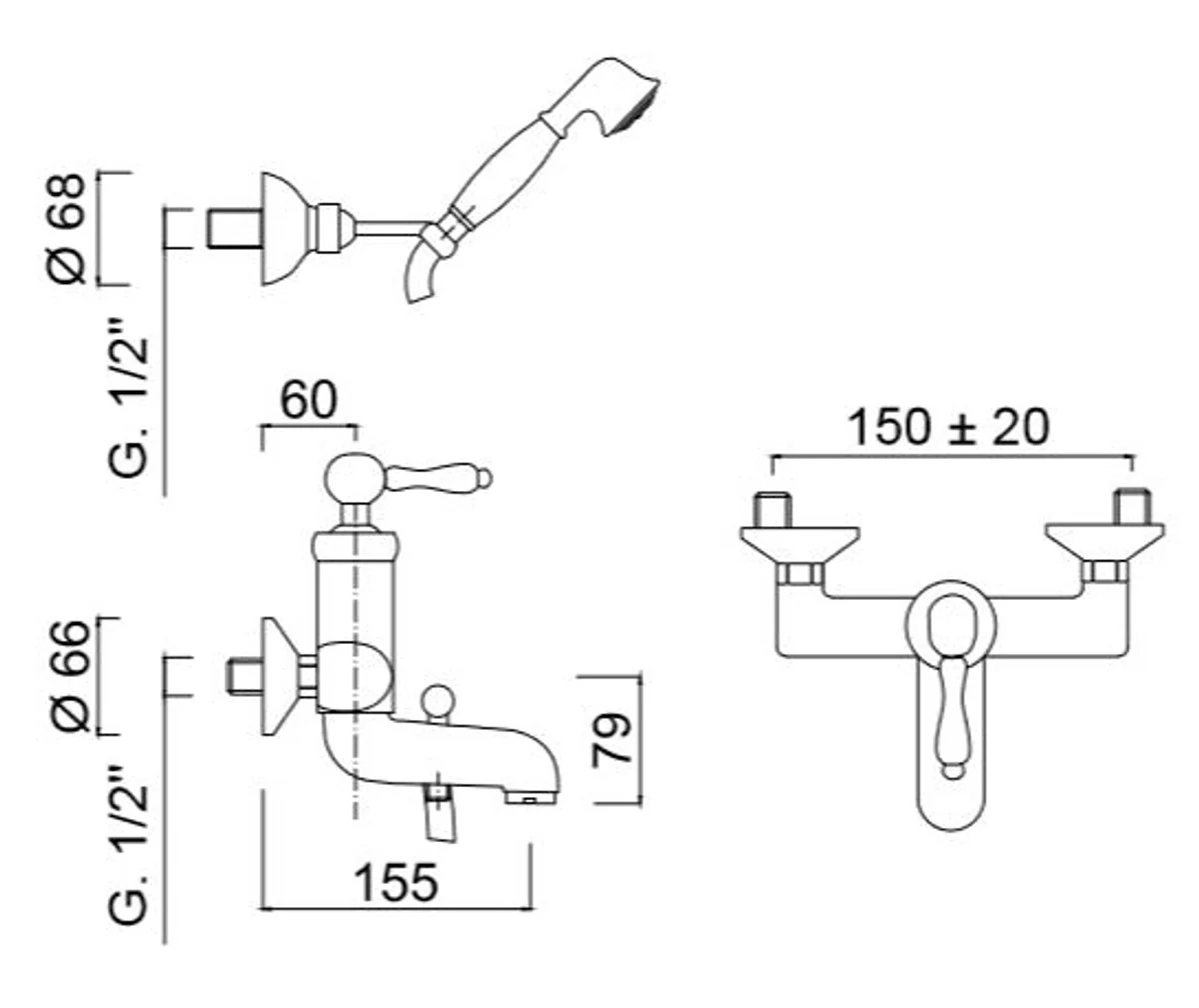 Grifo mezclador expuesto de lujo con ducha dúplex plata / blanco - Bañera de Lujo Grifería de Ducha