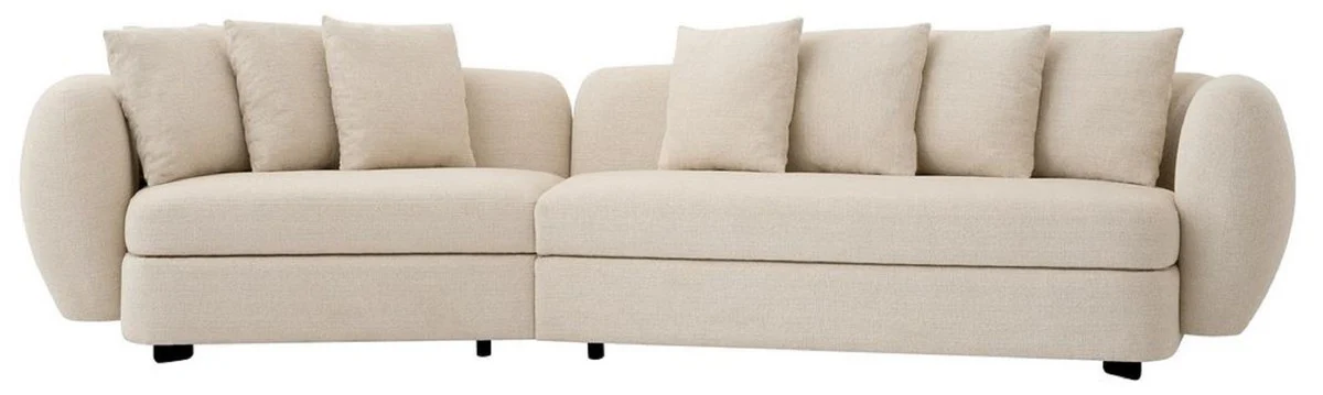 Casa Padrino sof¨¢ de lujo beige / negro 314 x 130 x A. 68 cm - Sof¨¢ de sal¨®n curvo - Sof¨¢ de hotel - Muebles de sal¨®n - Muebles de hotel - Interiores de lujo