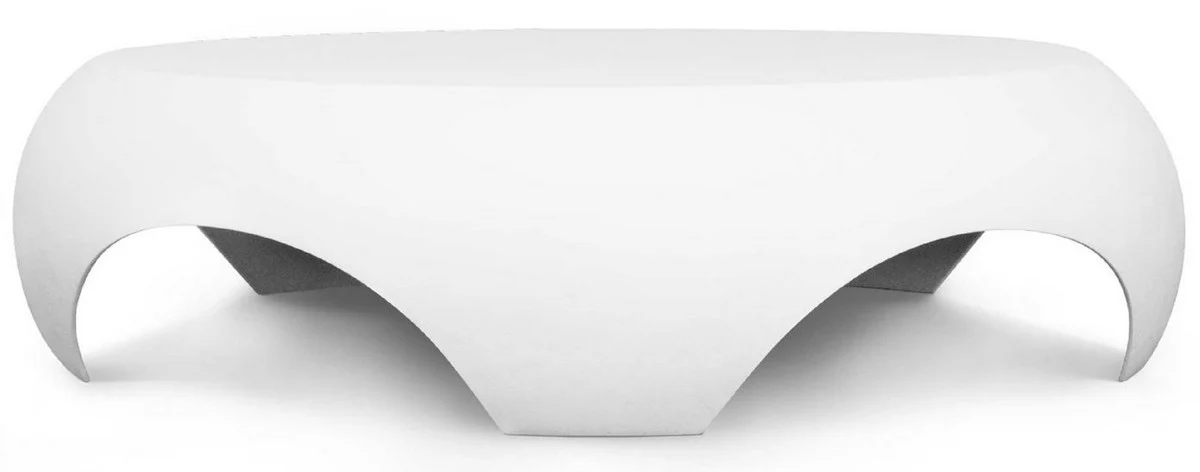 Casa Padrino mesa de jardín de lujo blanco mate Ø 140 x A. 35 cm - Mesa baja redonda resistente a la intemperie - Muebles Mesa de Jardín de Terraza - Colección de Lujo