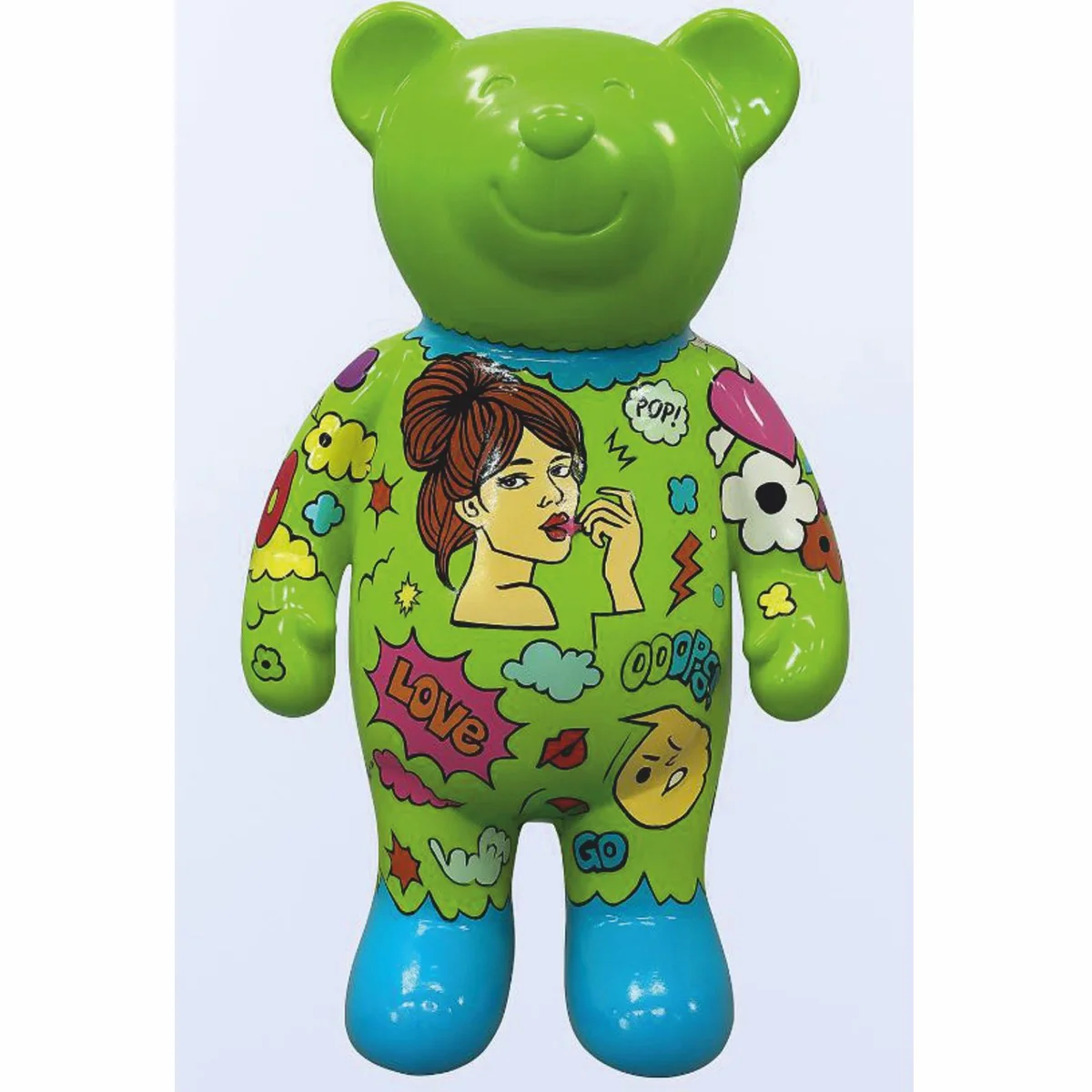 Casa Padrino escultura decorativa XXL oso de peluche verde / colorido A. 142 cm - Figura decorativa grande