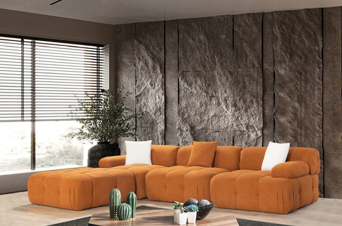 Casa Padrino sof¨¢ de sal¨®n de lujo marr¨®n 300 x 200 x A. 70 cm - Sof¨¢ esquinero modular de 4 piezas - Sof¨¢ de hotel - Muebles de sal¨®n - Muebles de hotel - Muebles de lujo