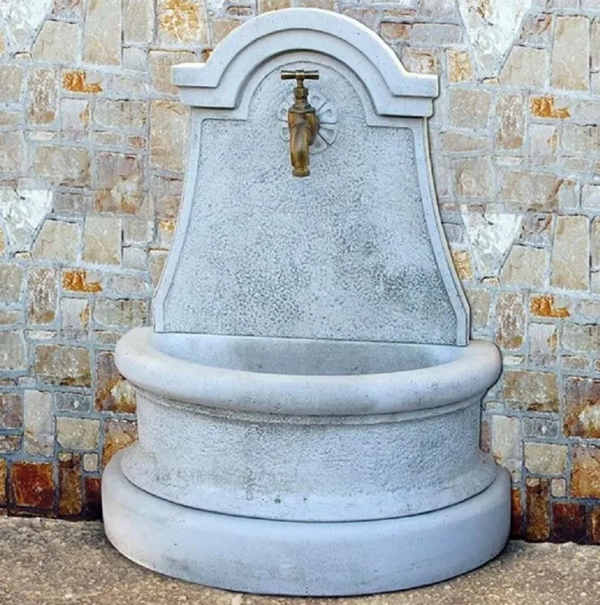 Casa Padrino fuente de pared Art Nouveau gris / lat¨®n antiguo A. 80 cm - Hecho en Italia