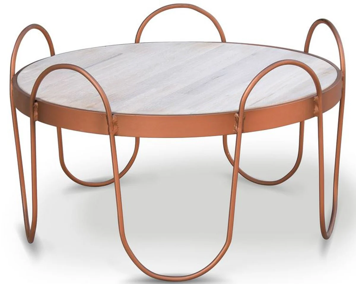 Casa Padrino mesa de centro de madera maciza - Diferentes Colores y Tama?os - Mesa de sal¨®n redonda con tablero de roble r¨²stico y estructura de acero - Muebles de Sala