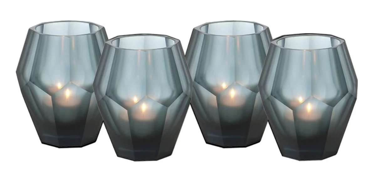 Casa Padrino titular de candelita de 4 azul 8,5 x H. 10 cm - Calidad de Lujo