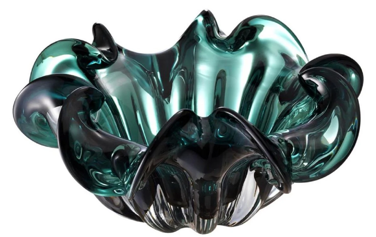 Casa Padrino tazón decorativo hecho de vidrio soplado a la boca verde Ø 21 x H. 10 cm - Accesorios de Decoración de Lujo