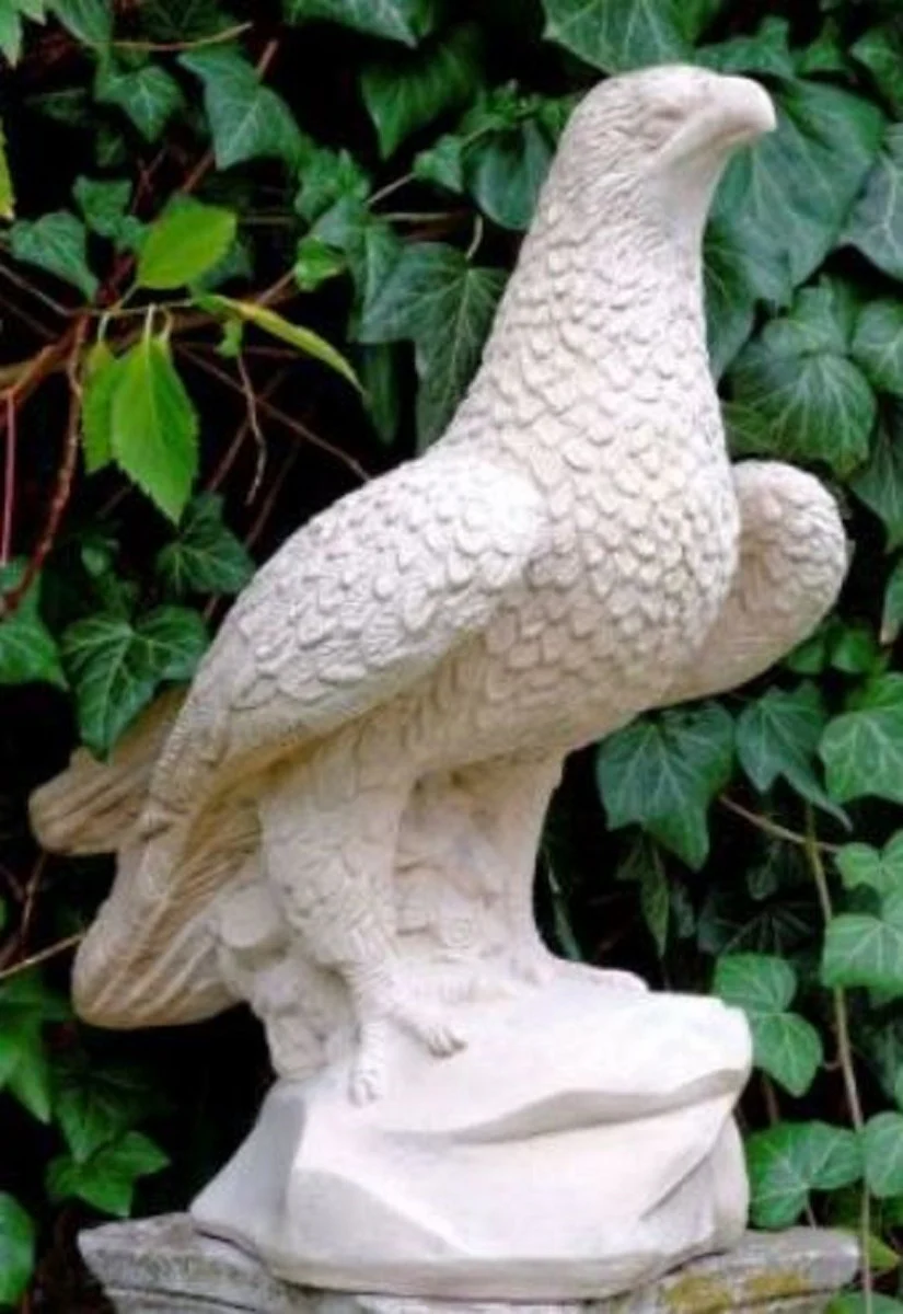 Casa Padrino Deco de Jardín Escultura Falcón Blanco Gris 23 x 36 x H. 48 cm - Jardín Terraza Accesorios de Decoración