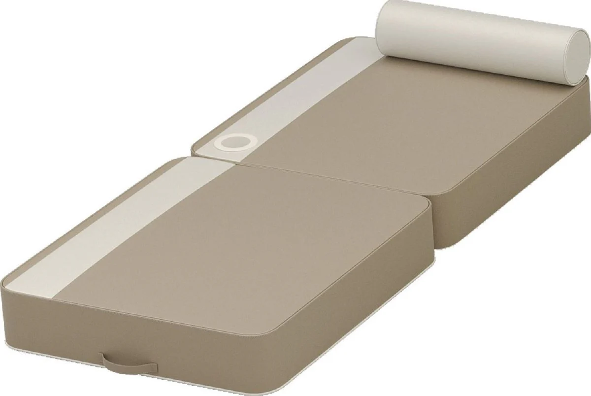 Casa Padrino tumbona de agua de lujo taupe / blanco 190 x 80 x A. 17 cm - Tumbona de agua de cuero artificial impermeable con reposacabezas y portavasos - Accesorios para piscinas de hotel