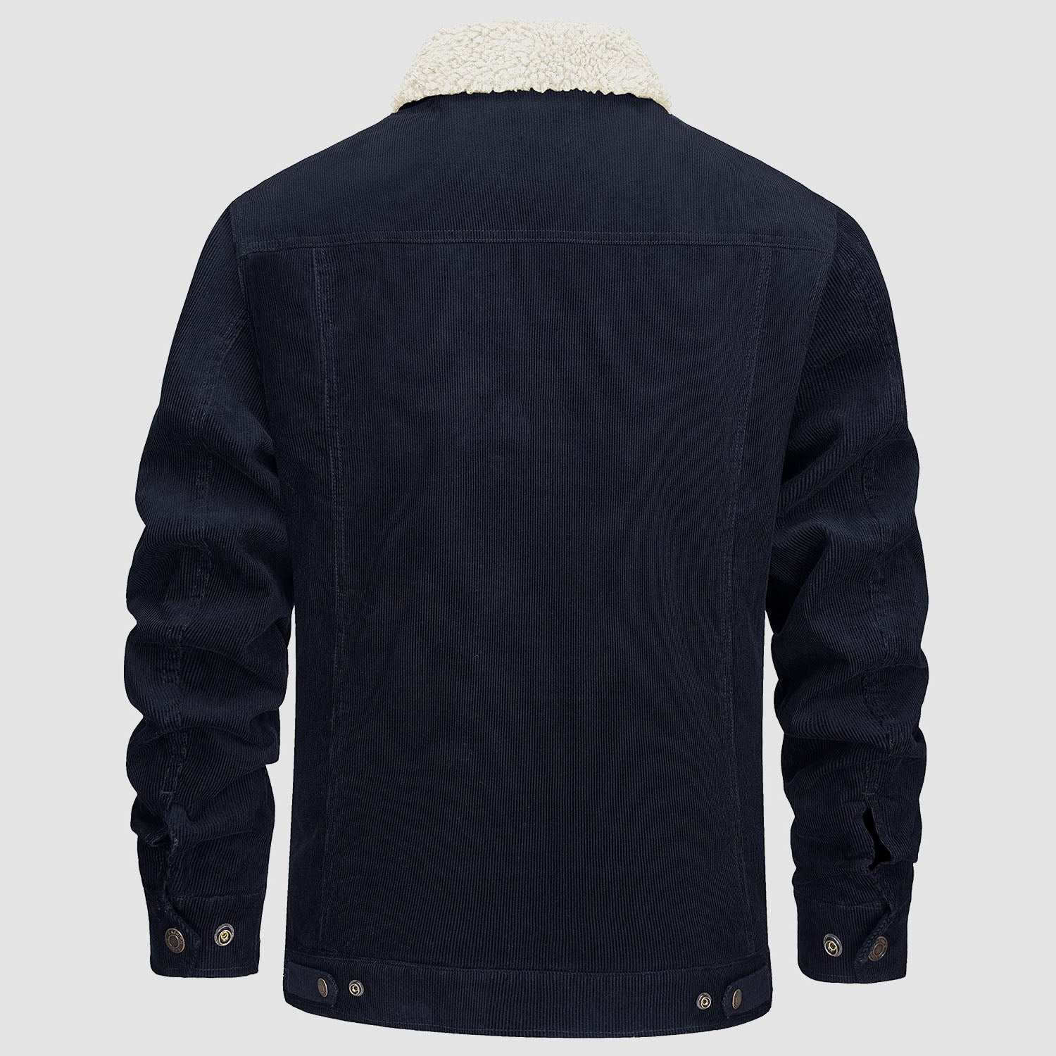 Men's Corduroy Jacket Sherpa Lined Cargo Jackets Cotton Turn Down Collar Winter Warm Casual Work Coat with 5 Pockets