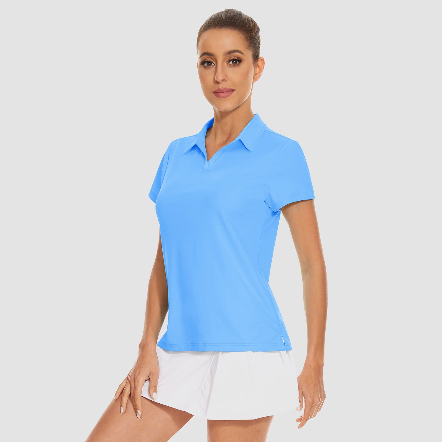 Women's Golf Polo Shirts V Neck UPF 50+ Collared Tennis Shirt Lightweight Quick Dry