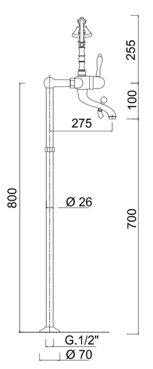 Casa Padrino Grifo de Bañera Art Nouveau Plata / Blanco H. 105,5 cm - Grifo de Bañera Nostálgico para Baño con Ducha y Pies de Soporte