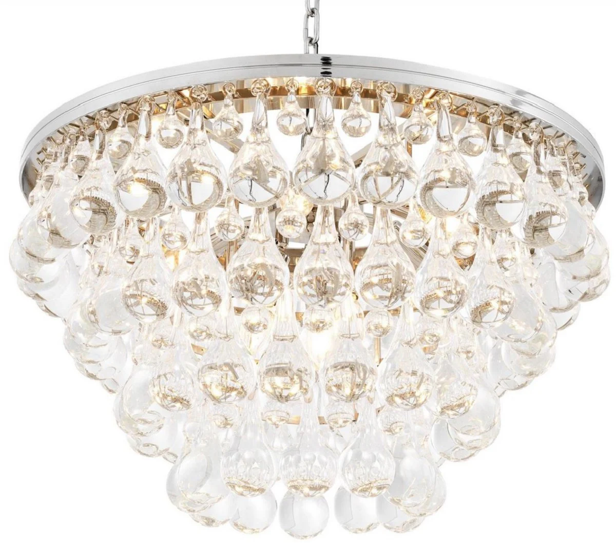 Casa Padrino lámpara de araña de vidrio de lujo plata Ø 65 x A. 41 cm - Araña de salón noble - Calidad de Lujo