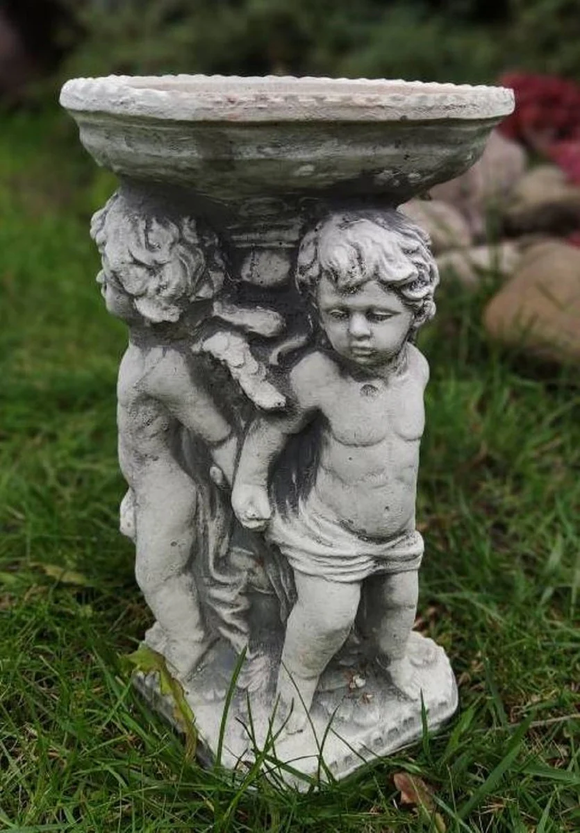 Casa Padrino Ba?o para P¨¢jaros Art Nouveau ¨¢ngeles Gris A. 27 cm - Ba?o para P¨¢jaros de Piedra para Decoraci¨®n de Jard¨ªn - Decoraci¨®n de Jard¨ªn Art Nouveau - Muebles de Jard¨ªn Art Nouveau