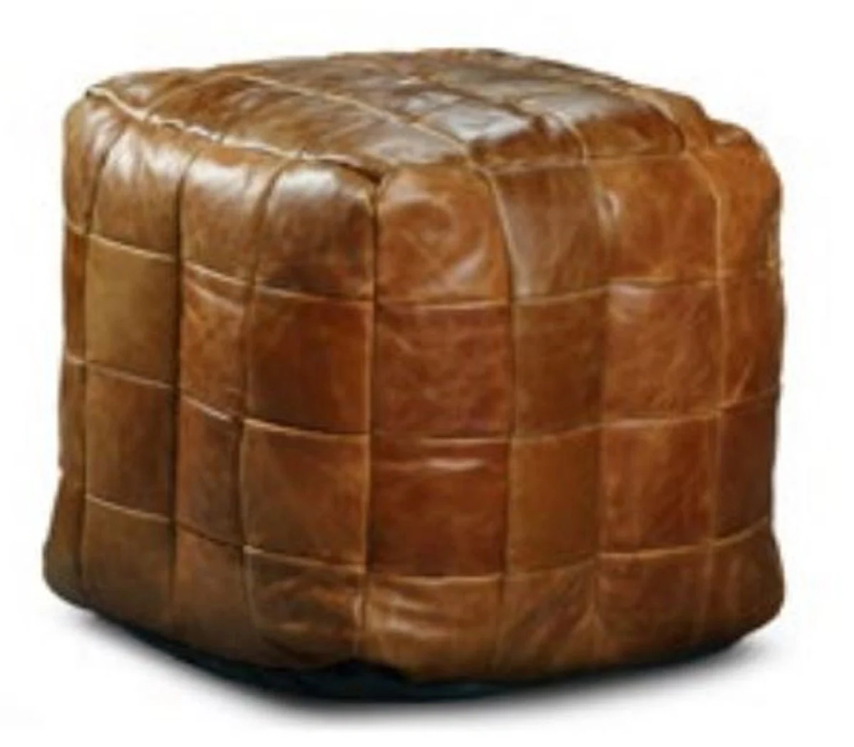 Casa Padrino taburete de cuero de lujo marr¨®n 45 x 45 x A. 45 cm - Taburete de cuero aut¨¦ntico en forma de cubo - Reposapi¨¦s - Muebles de sal¨®n