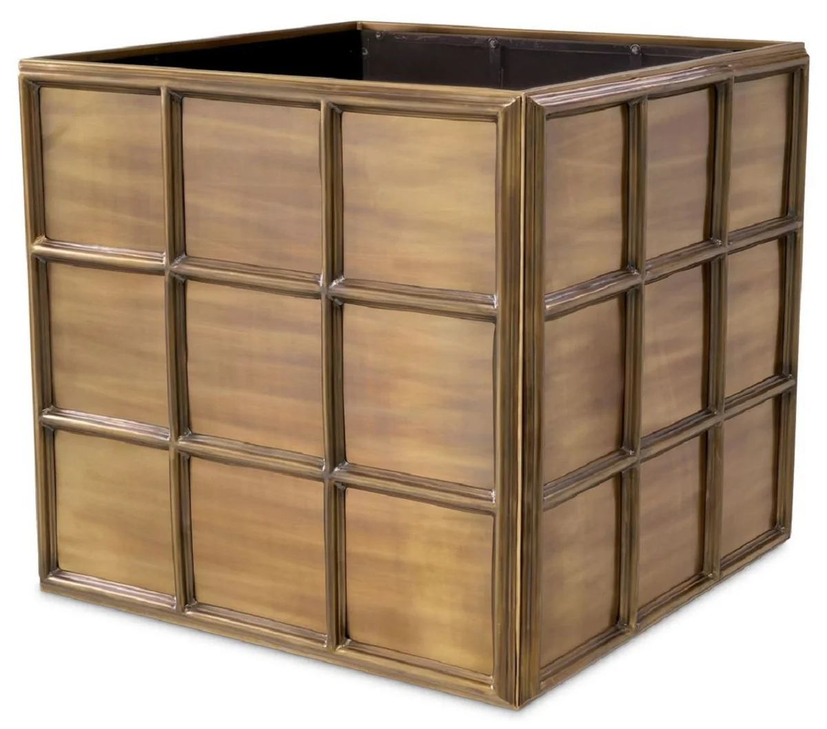 Casa Padrino maceta de lujo latón vintage 79 x 79 x A. 71,5 cm - Maceta cuadrado de acero inoxidable - Decoración de salón - Decoración de oficina - Decoración de lujo - Calidad de lujo