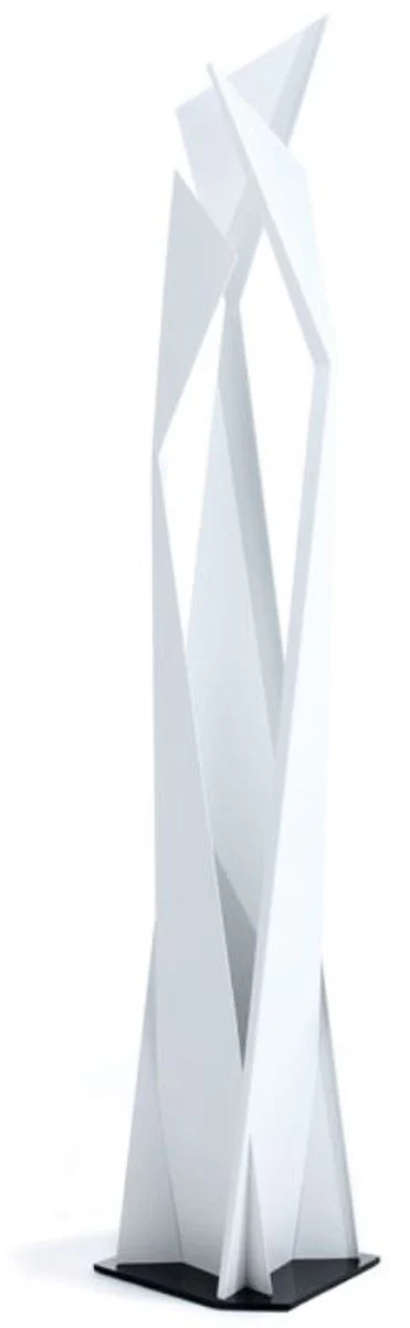 Casa Padrino lámpara de pie LED de diseño blanco mate / negro 47 x 40 x A. 204 cm - Lámpara de pie moderna de acero inoxidable - Lámpara de salón - Calidad de Lujo