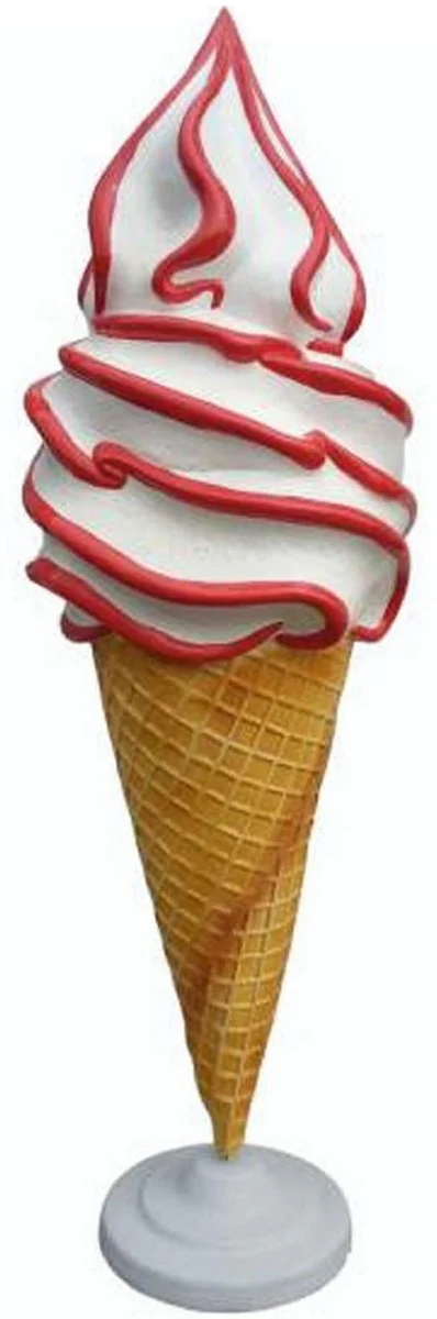 Casa Padrino cono de helado decorativo XXL blanco / rojo / beige H. 170 cm - Decoraci¨®n de helader¨ªa