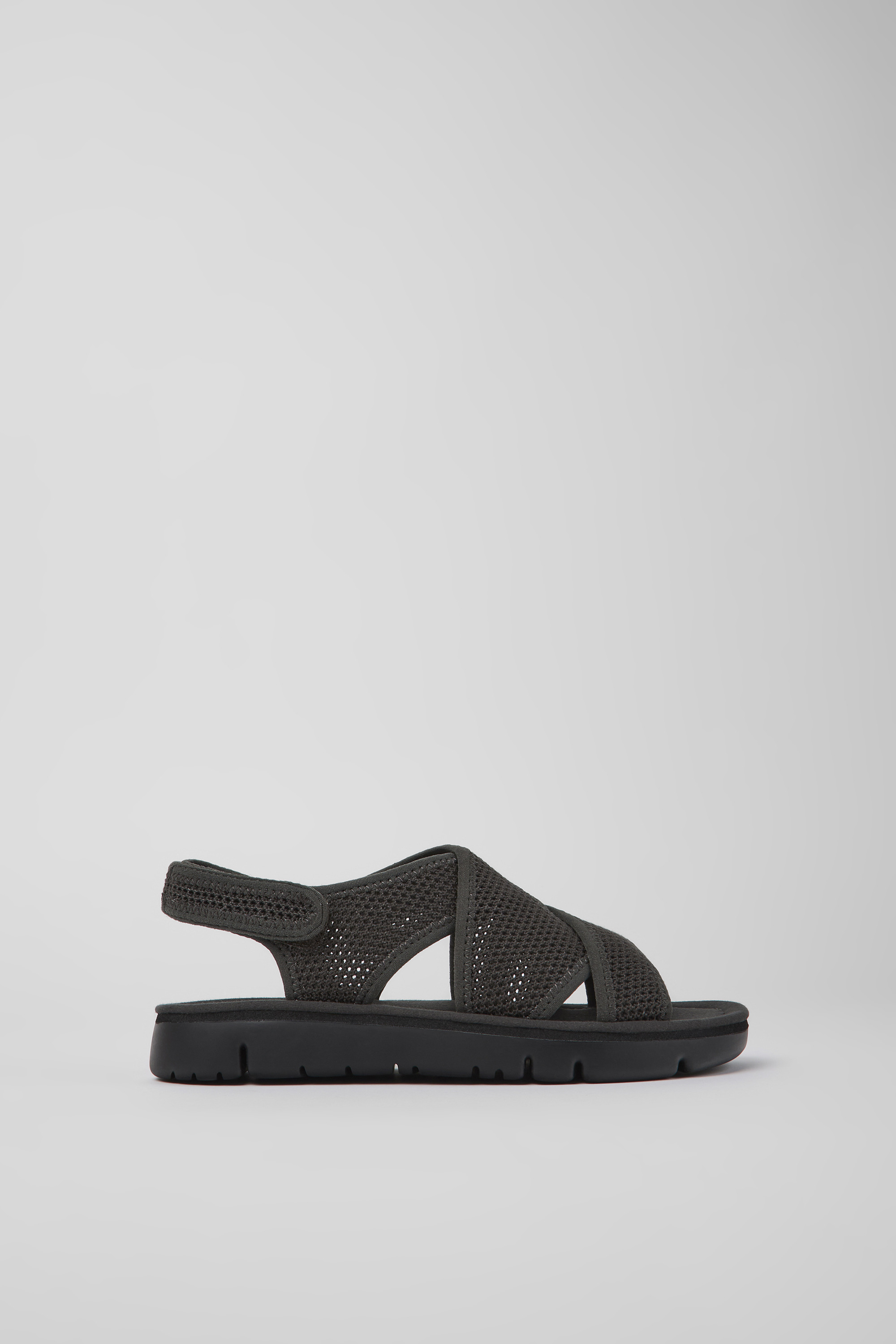 Oruga - Dark gray textile sandals for women