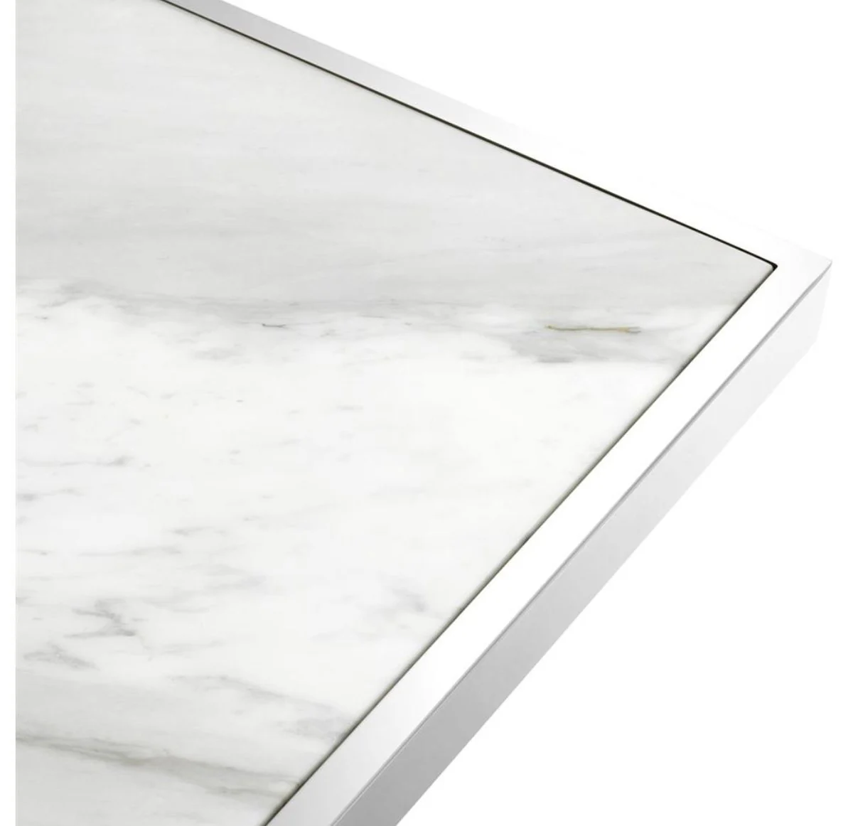 Casa Padrino consola de acero inoxidable con tapa de m¨¢rmol blanco 110 x 60 x H. 87 cm - mobiliario de sala de estar de lujo