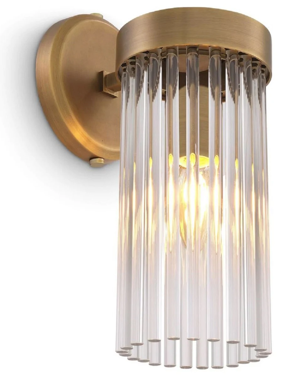 Casa Padrino lámpara de pared de lujo latón antiguo 12 x 17 x A. 30 cm - Elegante aplique de estilo retro - Colección de Lujo