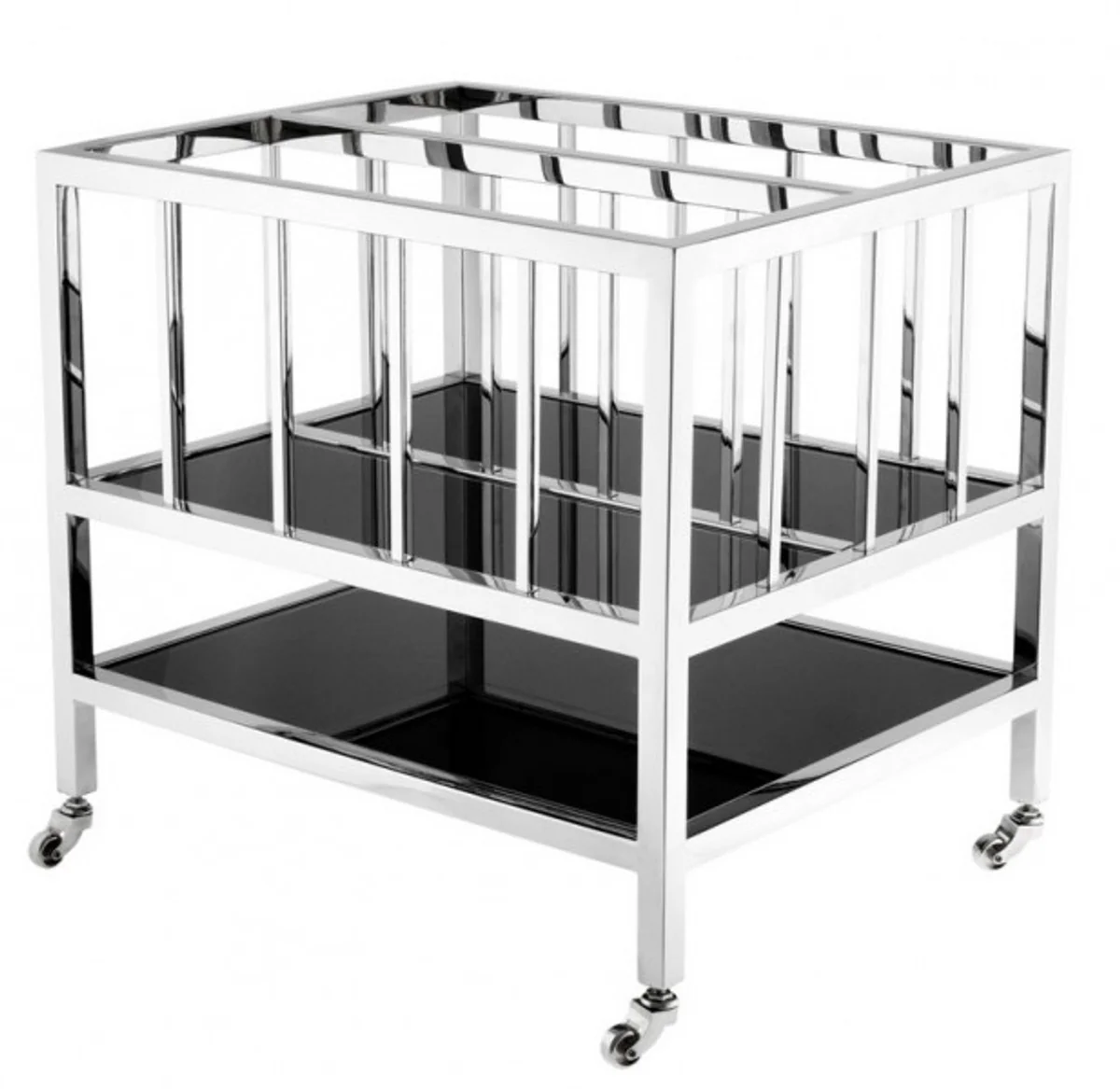 Casa Padrino luxury Newspaper and Magazine Trolley polished stainless steel 50 x 40 x H. 46.5 cm - Luxury practice / firm establishment