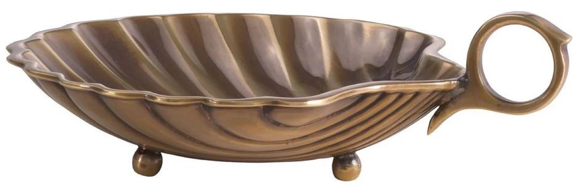 Casa Padrino Bandeja de Servicio de Lujo Latón Vintage 15,5 x 12,5 x A. 3 cm - Bandeja de Latón en Forma de Concha - Accesorios para Hoteles y Restaurantes - Calidad de Lujo