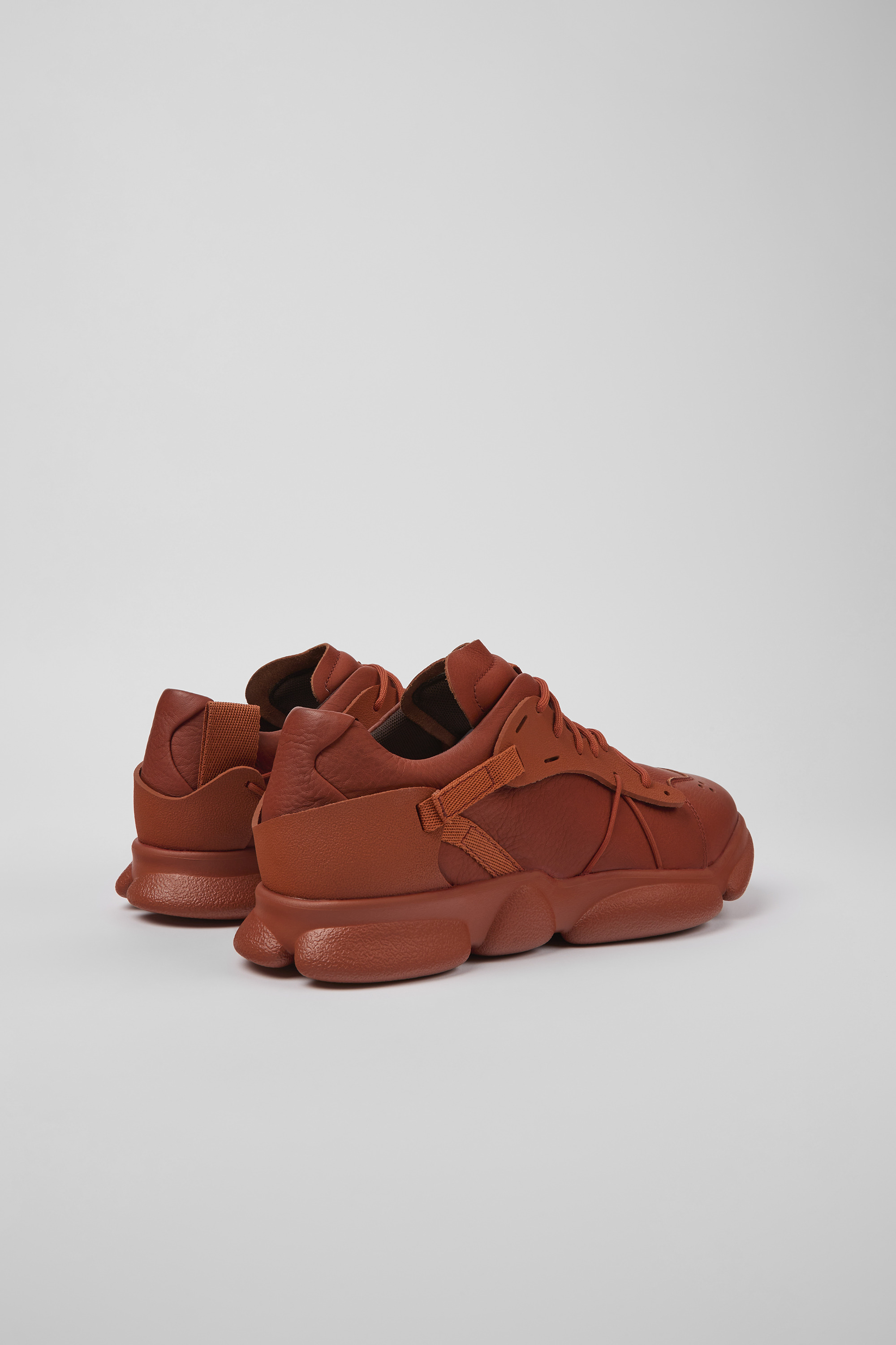 Karst - Red leather and textile sneakers for men