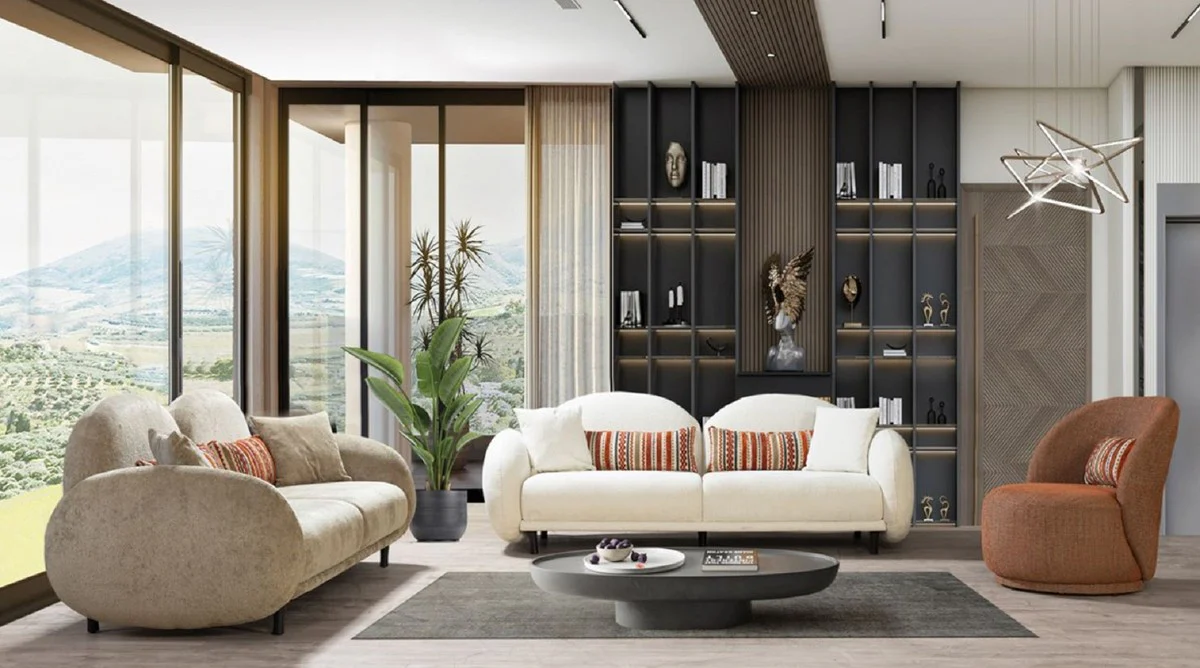 Casa Padrino sof¨¢ de lujo gris marr¨®n / negro 230 x 100 x A. 85 cm - Sof¨¢ de sal¨®n - Muebles de sal¨®n - Muebles de lujo - Interiores de lujo