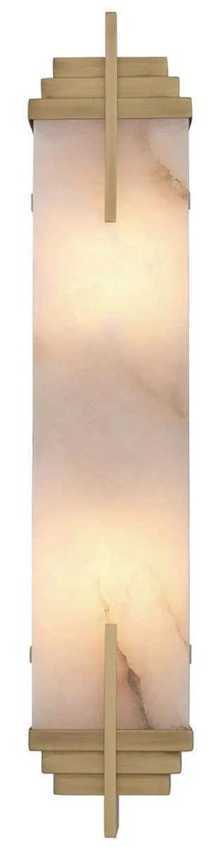 Casa Padrino lámpara de pared de lujo latón antiguo / alabastro 10,5 x 8,5 x A. 51 cm - Lámpara de pared con pantalla de alabastro - Luces de Lujo