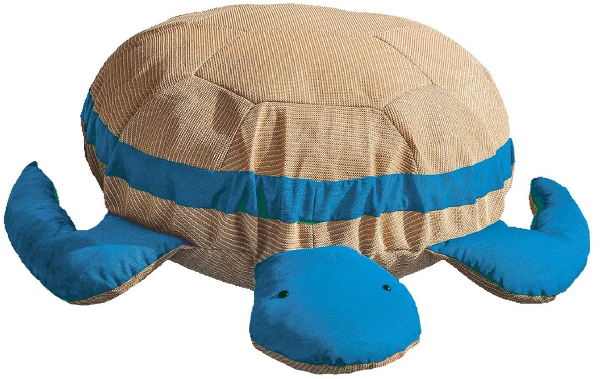 Casa Padrino puf de lujo tortuga beige / azul 135 cm