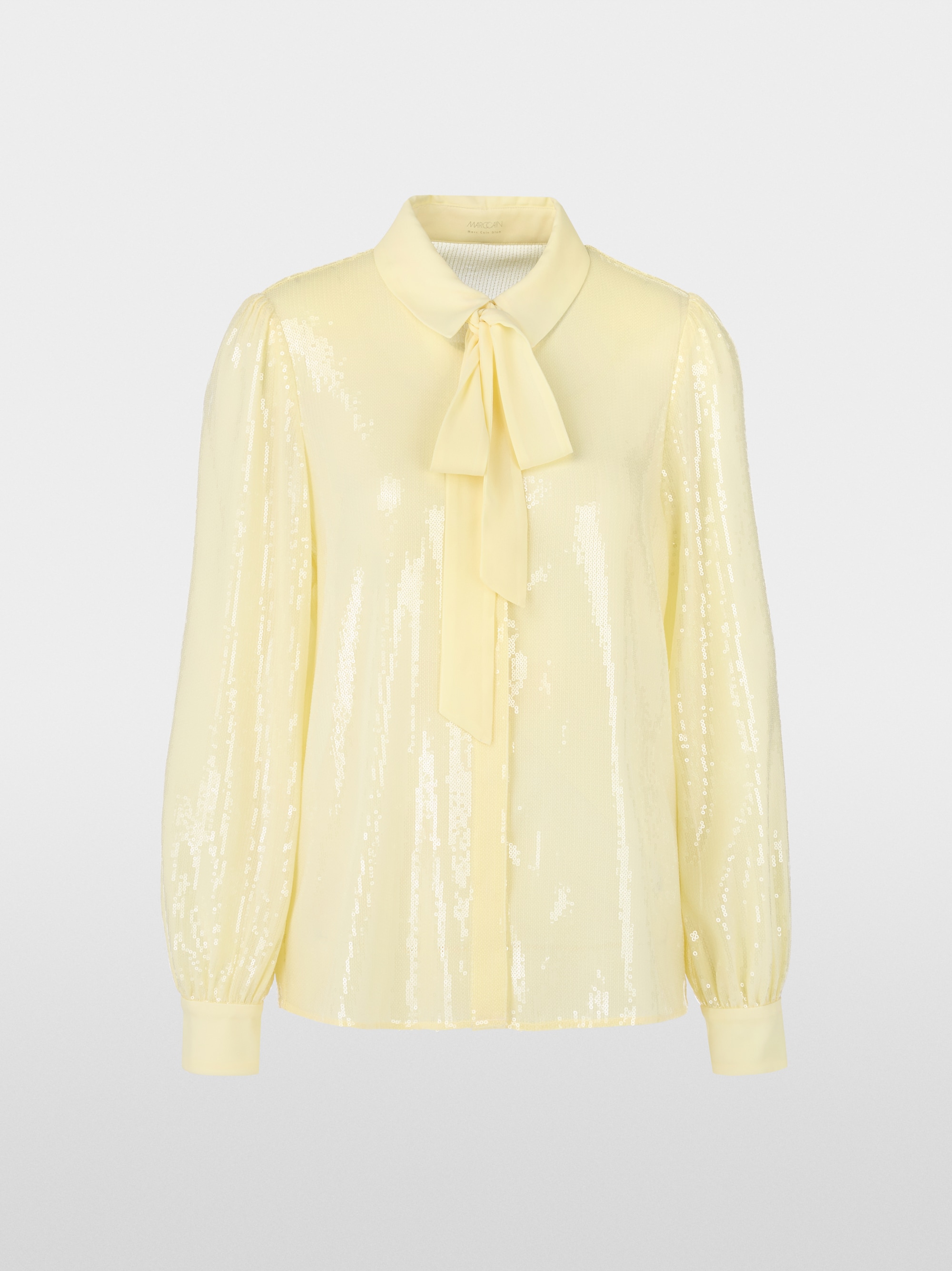 Marc-Cain Plain sequin fabric pussy bow blouse