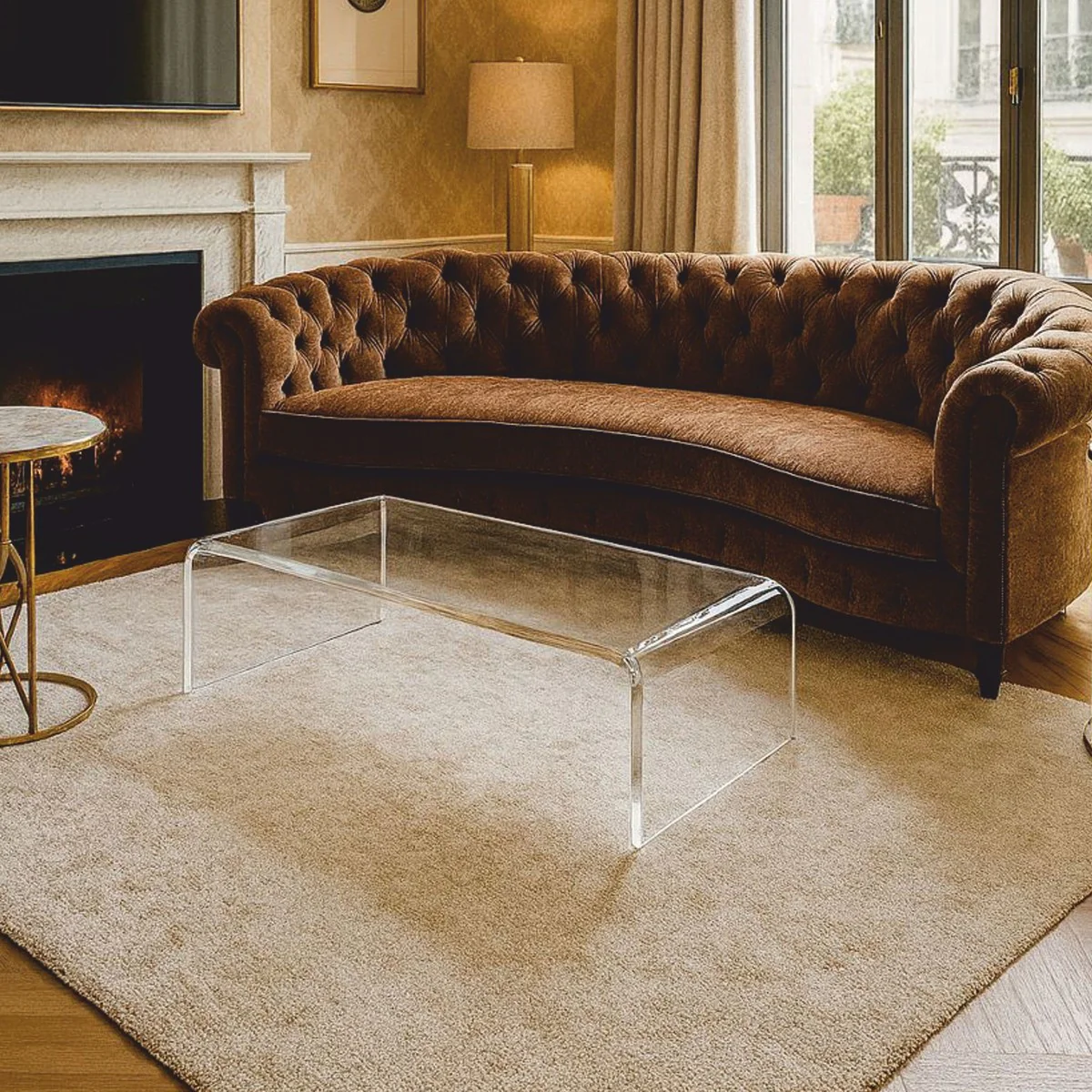 Casa Padrino Mesa de Centro de Lujo de Cristal Acr¨ªlico 138 cm - Muebles de Sal¨®n de Lujo