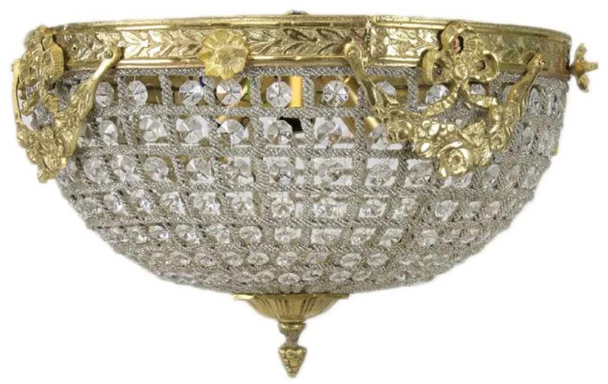 Casa Padrino lámpara de techo de cristal barroco oro Ø 40 cm - Lámpara de techo redonda de estilo barroco - Luces Barrocos - Noble y Magnífica